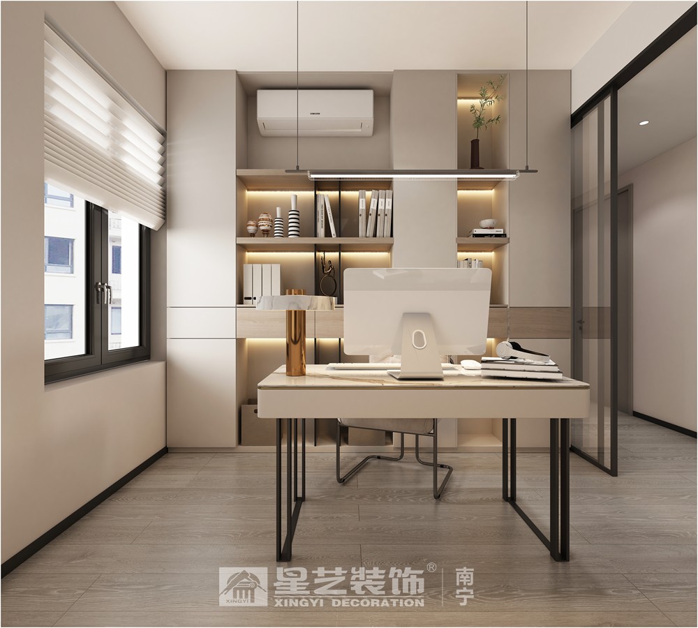 保利領(lǐng)譽(yù)府90平現(xiàn)代簡約書房裝修效果