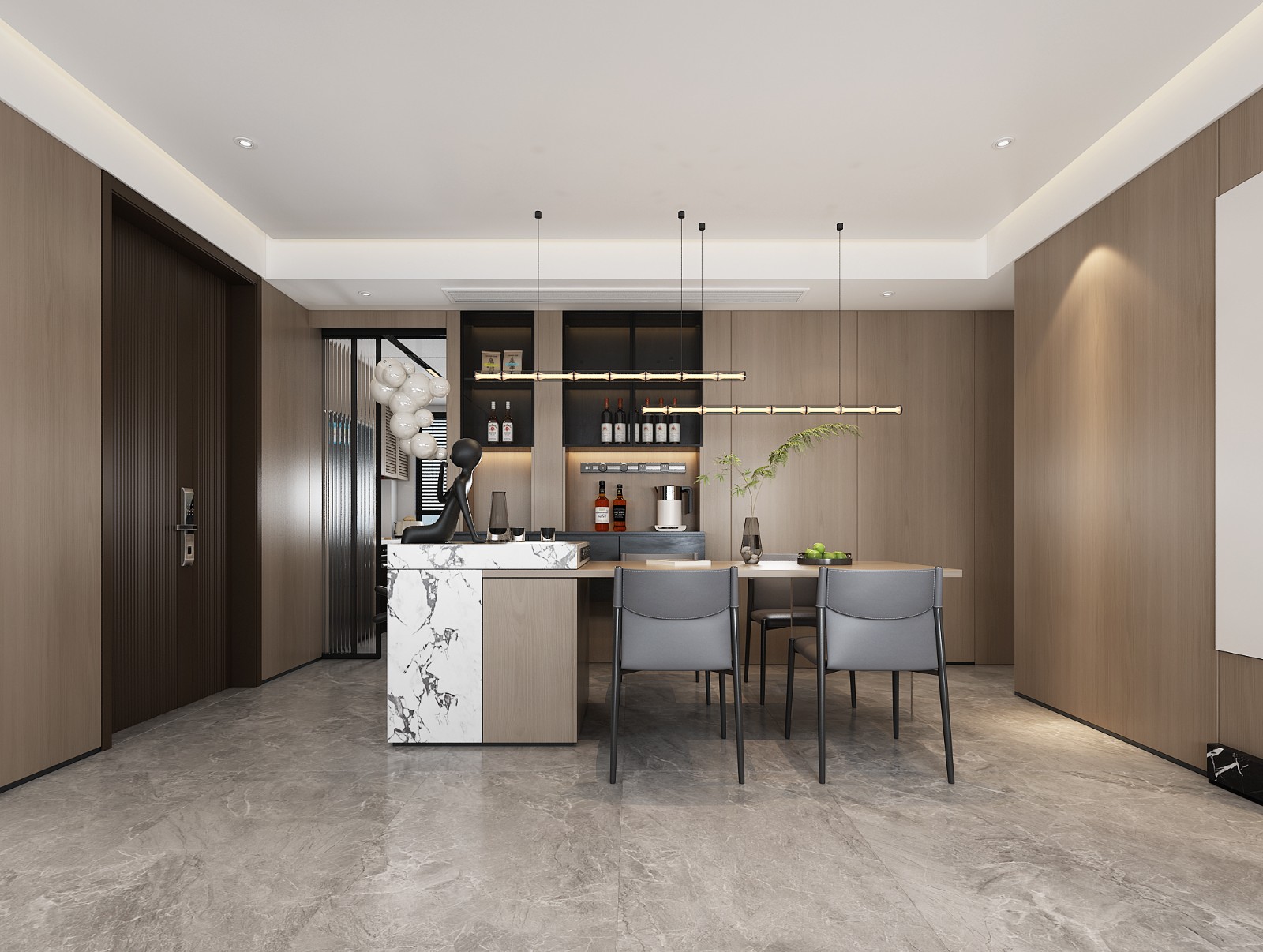 冠江墅143平意式輕奢餐廳裝修效果圖