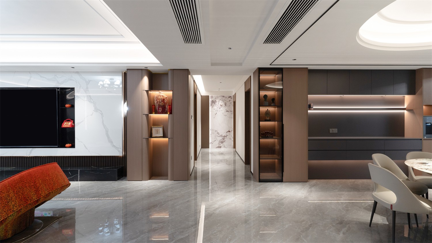 龍光玖瓏湖271平現(xiàn)代風(fēng)格客廳裝修實(shí)景圖