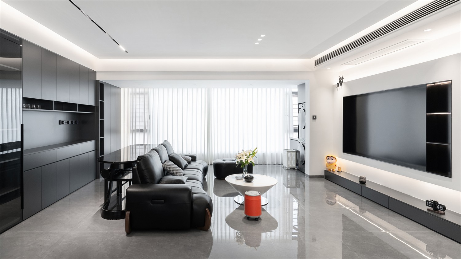 錦云湖光118平現(xiàn)代簡約客廳裝修實(shí)景圖